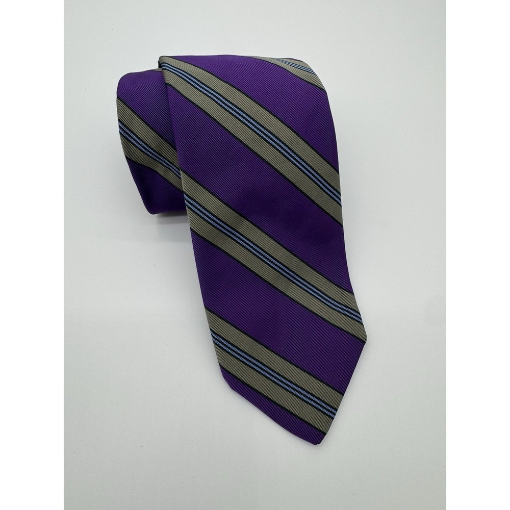 Robert Talbott Best of Class M. Stockton Silk Tie Purple Striped Made in USA